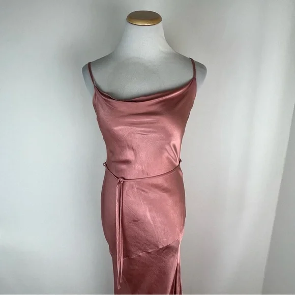 Shona Joy LA LUNE BIAS COWL MIDI DRESS - TERRACOTTA Size 2